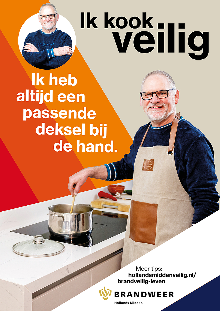 Kook veilig, zorg dat een passende deksel vlakbij is