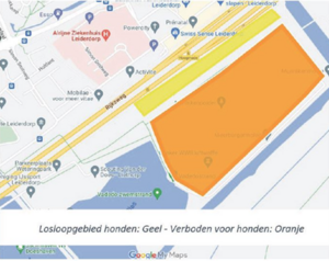 Kaart van losloopgebied voor honden