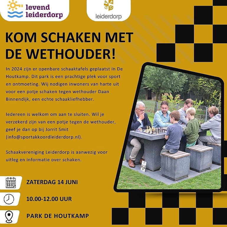 Schaken met wethouder Binnendijk op 14 juni om 10.00 uur