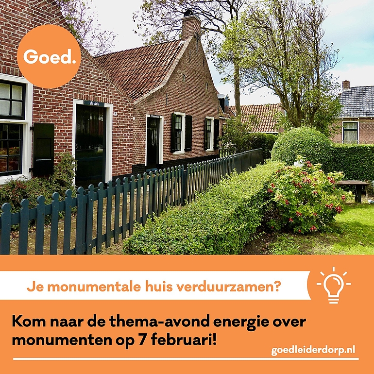 poster van thema-avond over verduurzamen monument 