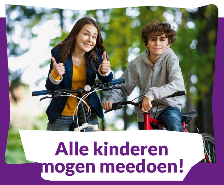 Kinderen op de fiets, met een rugtas