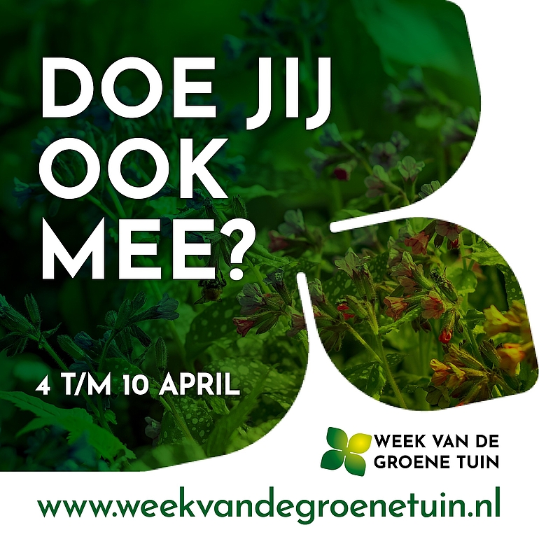 Afbeelding met tekst 'Week van de groene tuin'